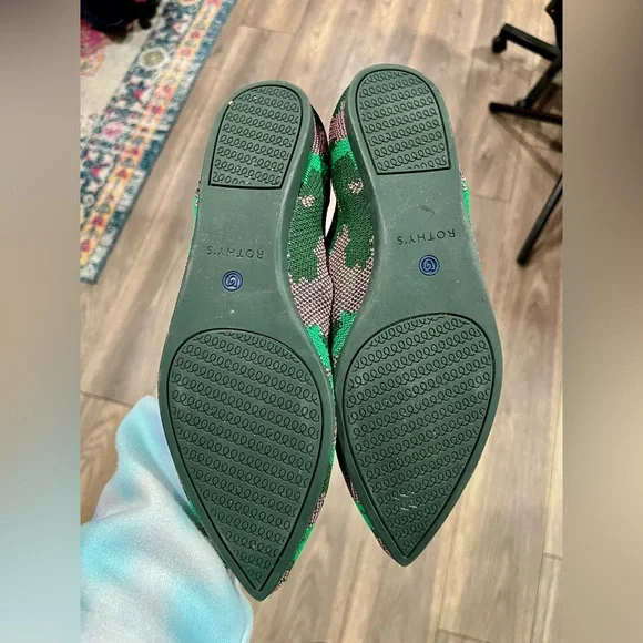 Rothy's Green Pink Knit Pointed Flats - Picture 3 of 4